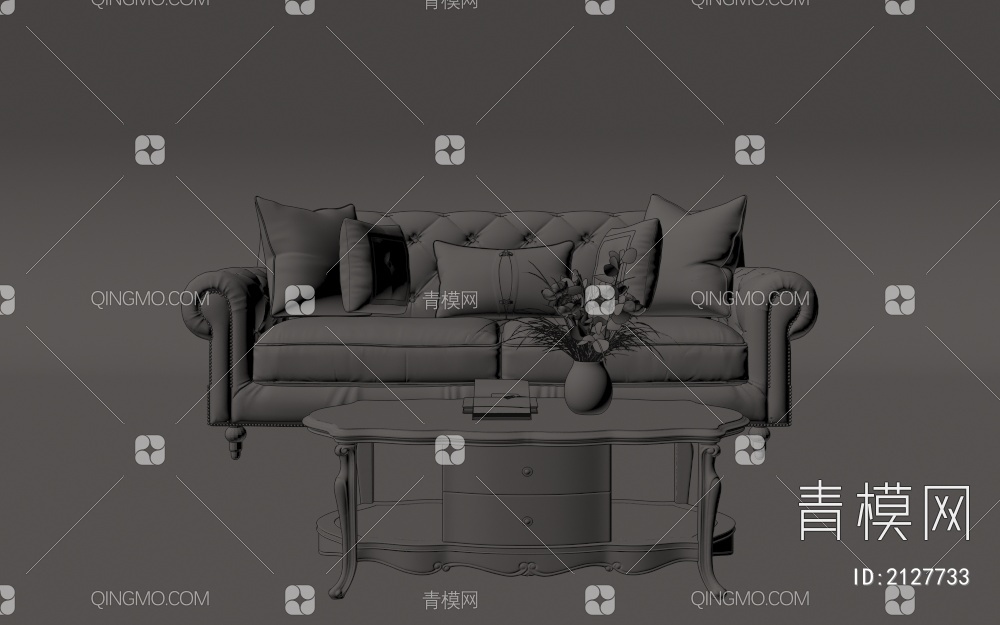 双人沙发3D模型下载【ID:2127733】
