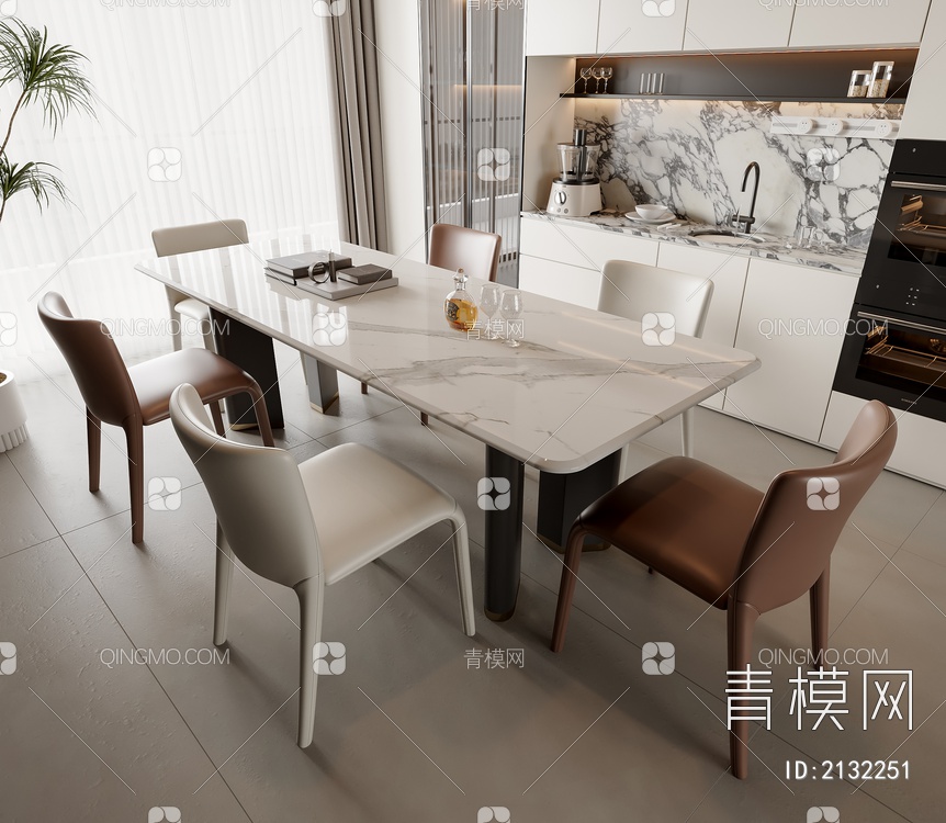 餐桌椅组合3D模型下载【ID:2132251】