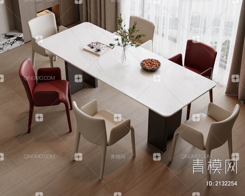 餐桌椅组合3D模型下载【ID:2132254】
