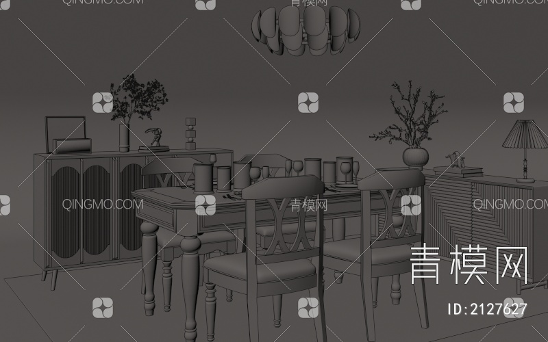 餐桌椅 餐边柜3D模型下载【ID:2127627】