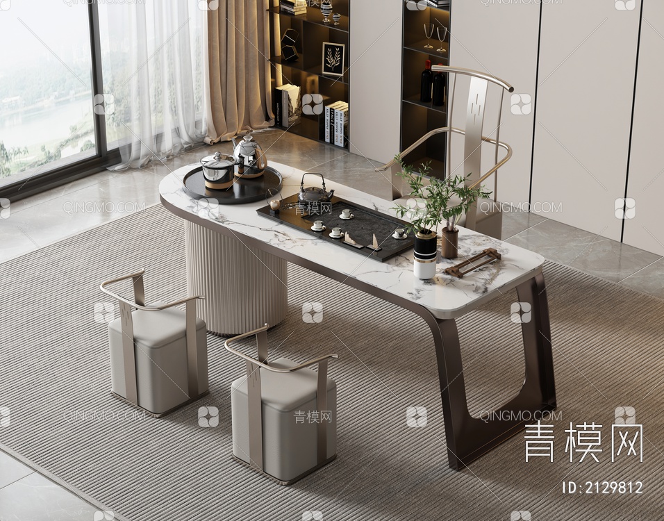 茶桌椅组合3D模型下载【ID:2129812】