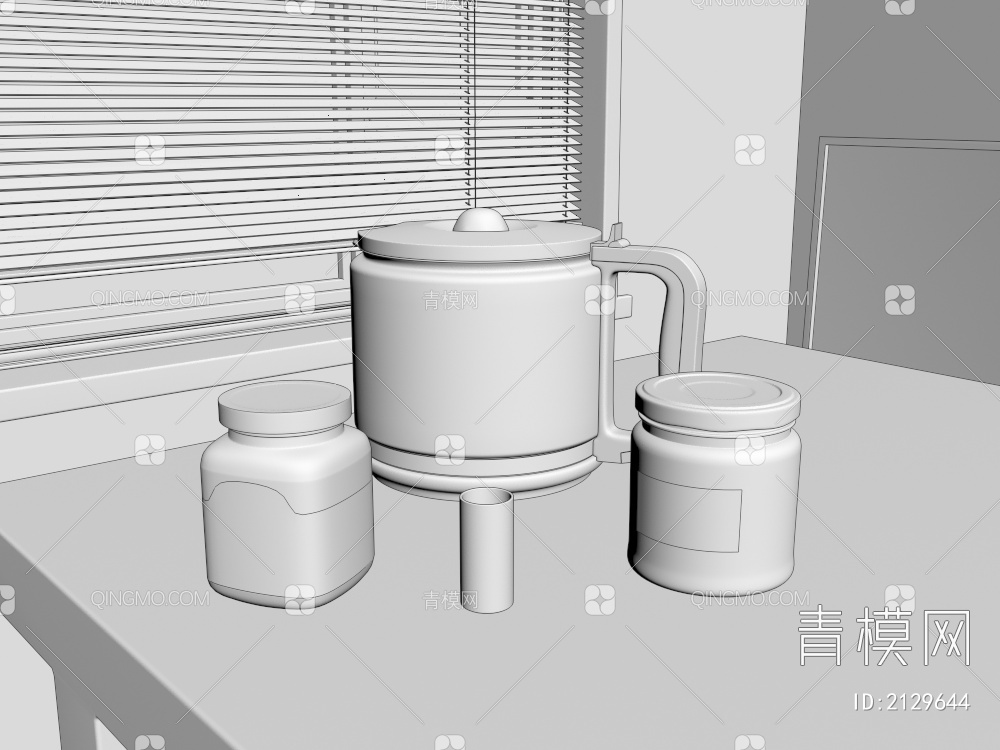 番茄酱 蜂蜜水壶 玻璃杯3D模型下载【ID:2129644】