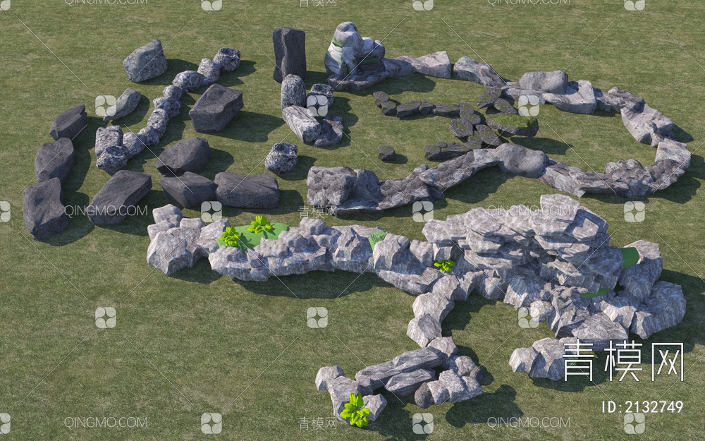石头_景石_造型假山_叠石假山3D模型下载【ID:2132749】