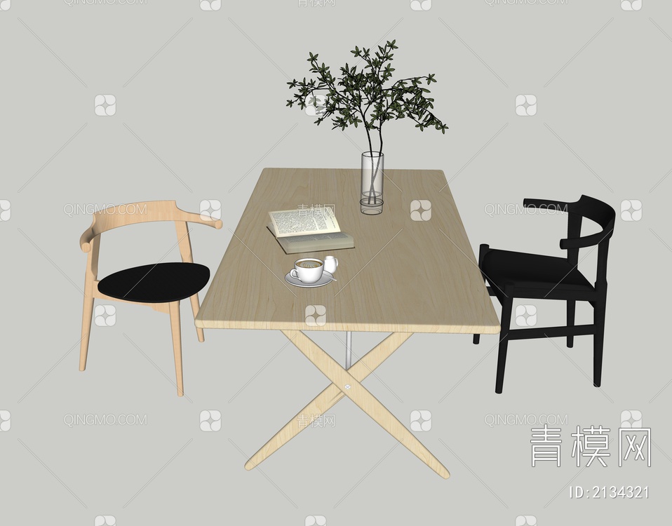 意大利PP Møbler办公桌椅组合SU模型下载【ID:2134321】