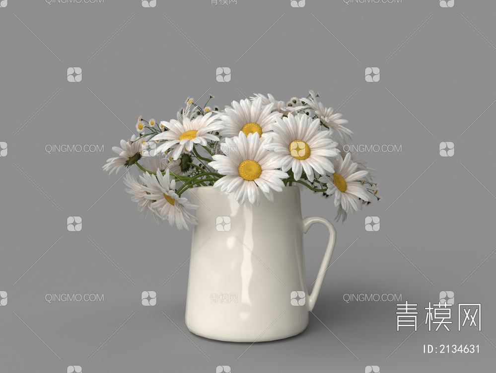 水壶花瓶 菊花3D模型下载【ID:2134631】
