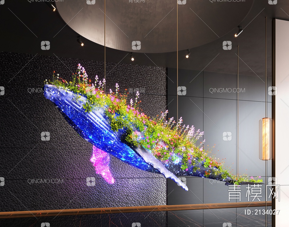 鲸鱼植物艺术装置3D模型下载【ID:2134027】