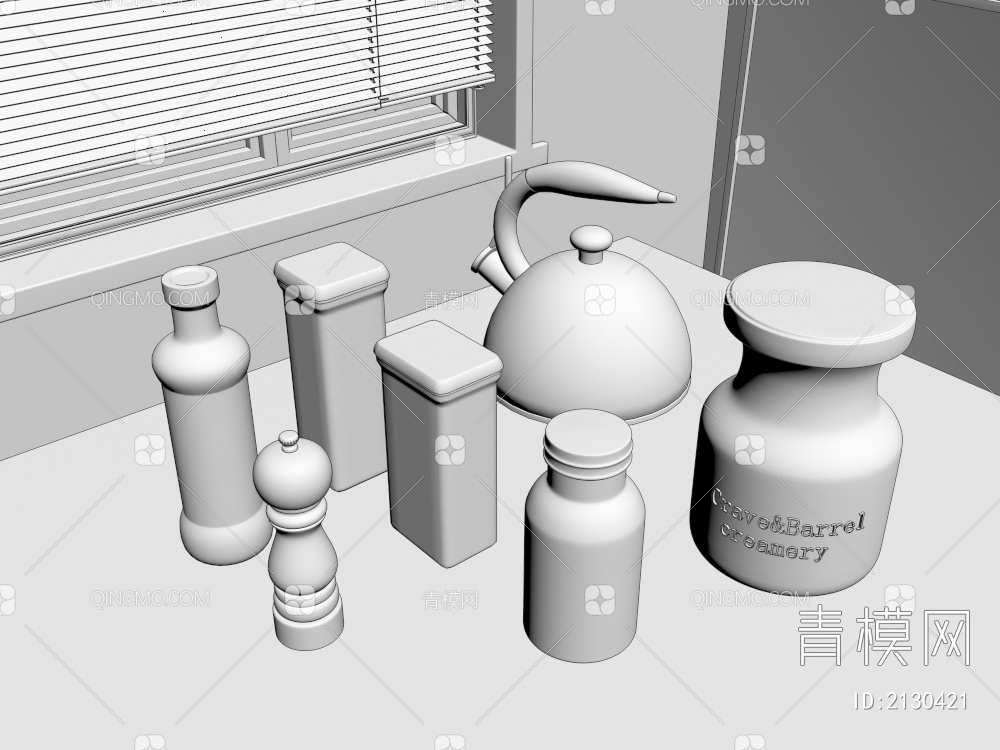 厨房用品 调料 酸奶 烧水壶3D模型下载【ID:2130421】