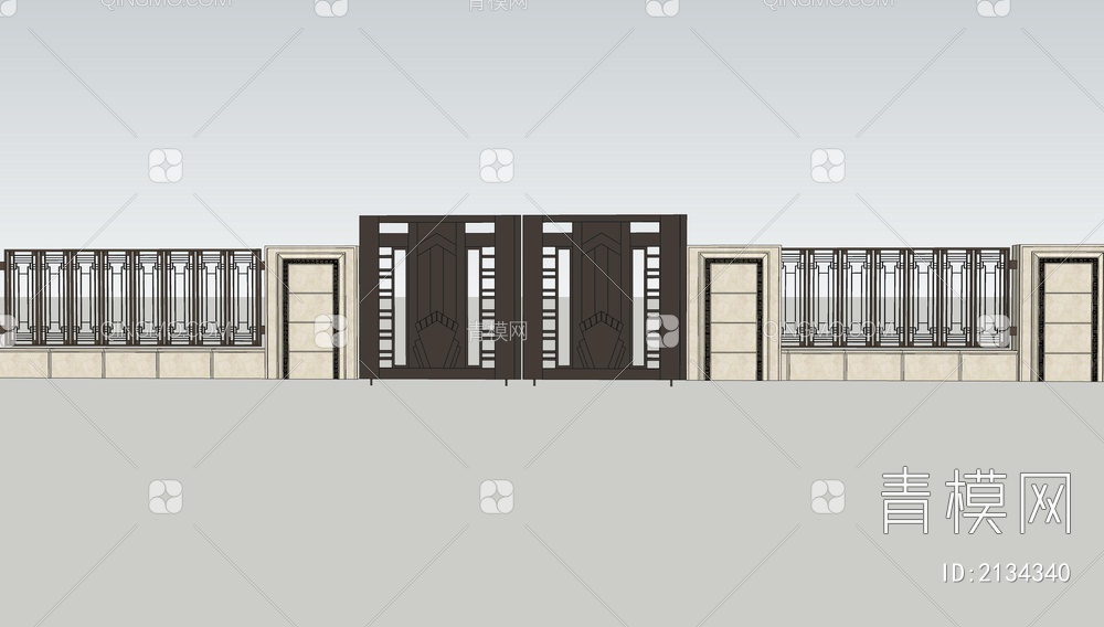 门口大门SU模型下载【ID:2134340】