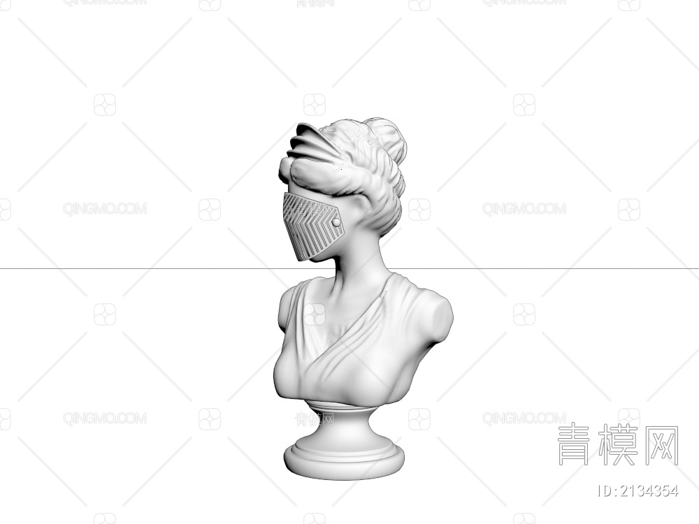 女士面具雕像3D模型下载【ID:2134354】