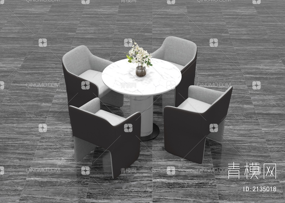 洽谈桌椅组合  休闲桌椅组合   休闲椅 休闲桌  花艺3D模型下载【ID:2135018】