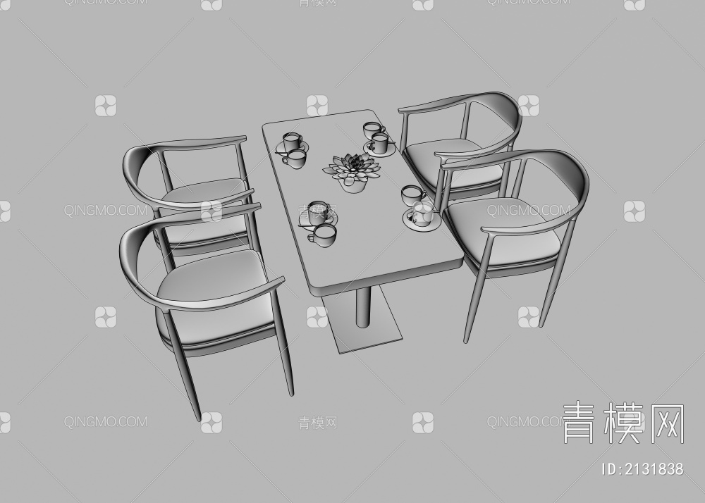 餐桌椅组合 烧烤店餐桌椅3D模型下载【ID:2131838】