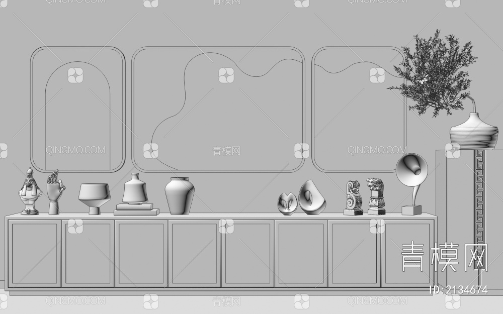 装饰画 边柜 摆件3D模型下载【ID:2134674】