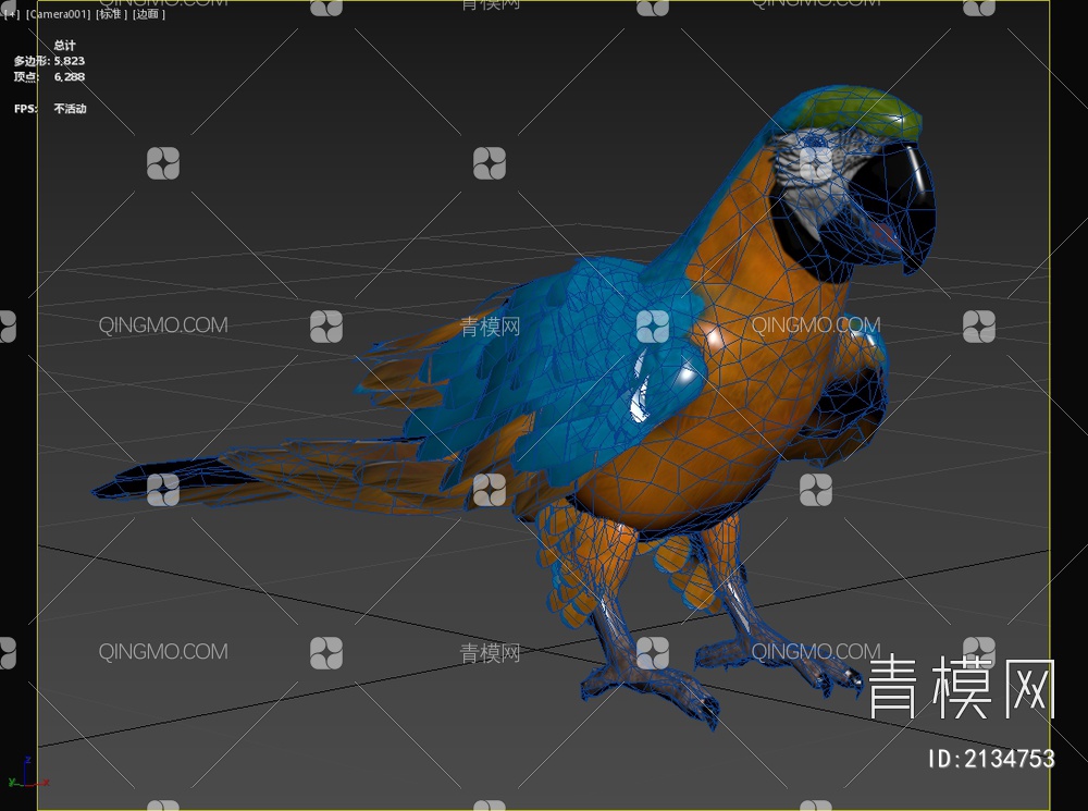 黄蓝金刚鹦鹉 蓝黄金刚鹦鹉 琉璃金刚鹦鹉 动物 鸟类3D模型下载【ID:2134753】