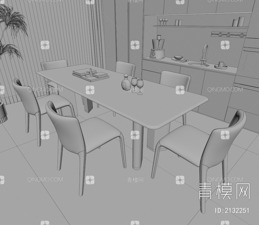 餐桌椅组合3D模型下载【ID:2132251】