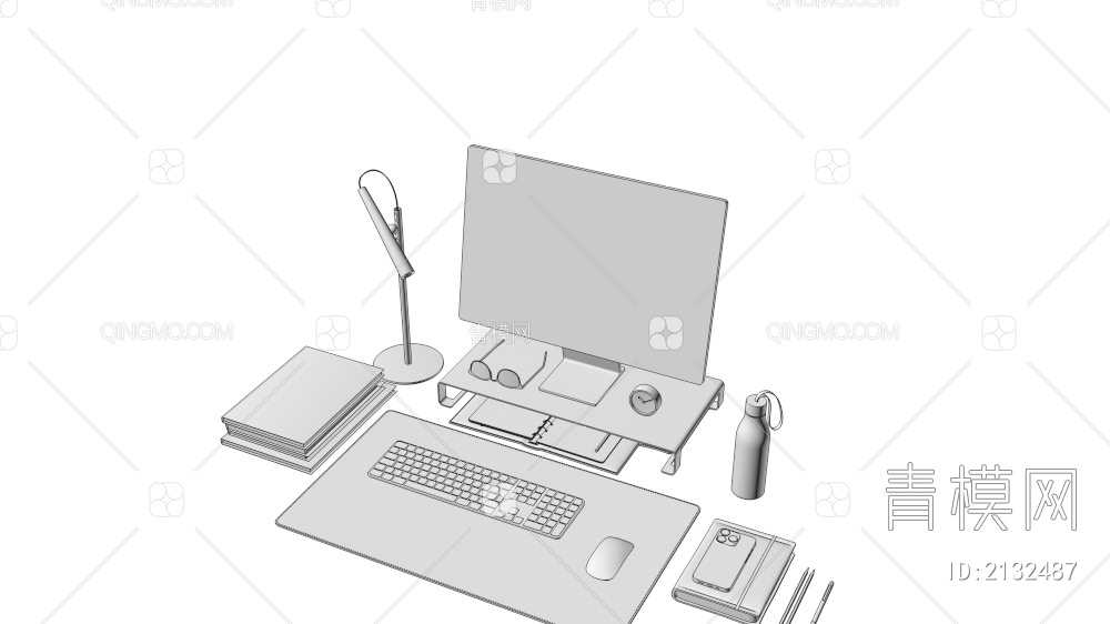 办公桌摆件3D模型下载【ID:2132487】