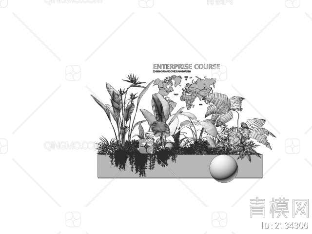绿植 花箱 植物组合 植物堆 室内景观 造景 庭院小品3D模型下载【ID:2134300】