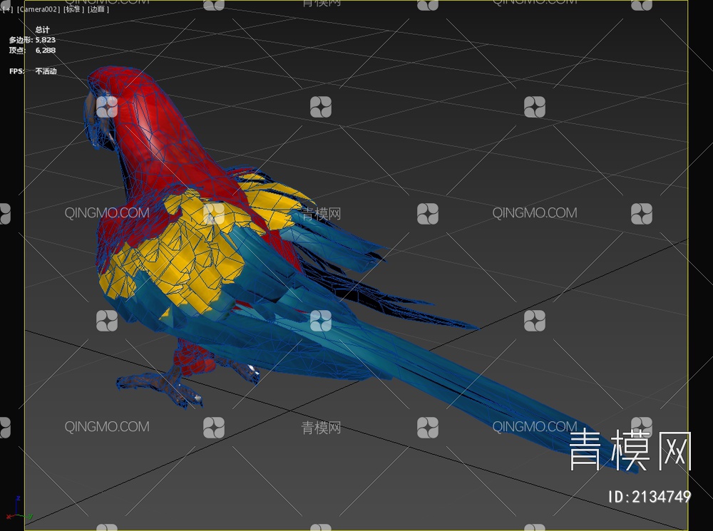 五彩金刚鹦鹉 绯红金刚鹦鹉 红黄金刚鹦鹉 动物3D模型下载【ID:2134749】
