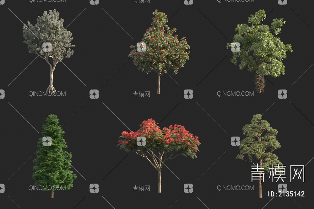 花树 景观树 松树 小树3D模型下载【ID:2135142】
