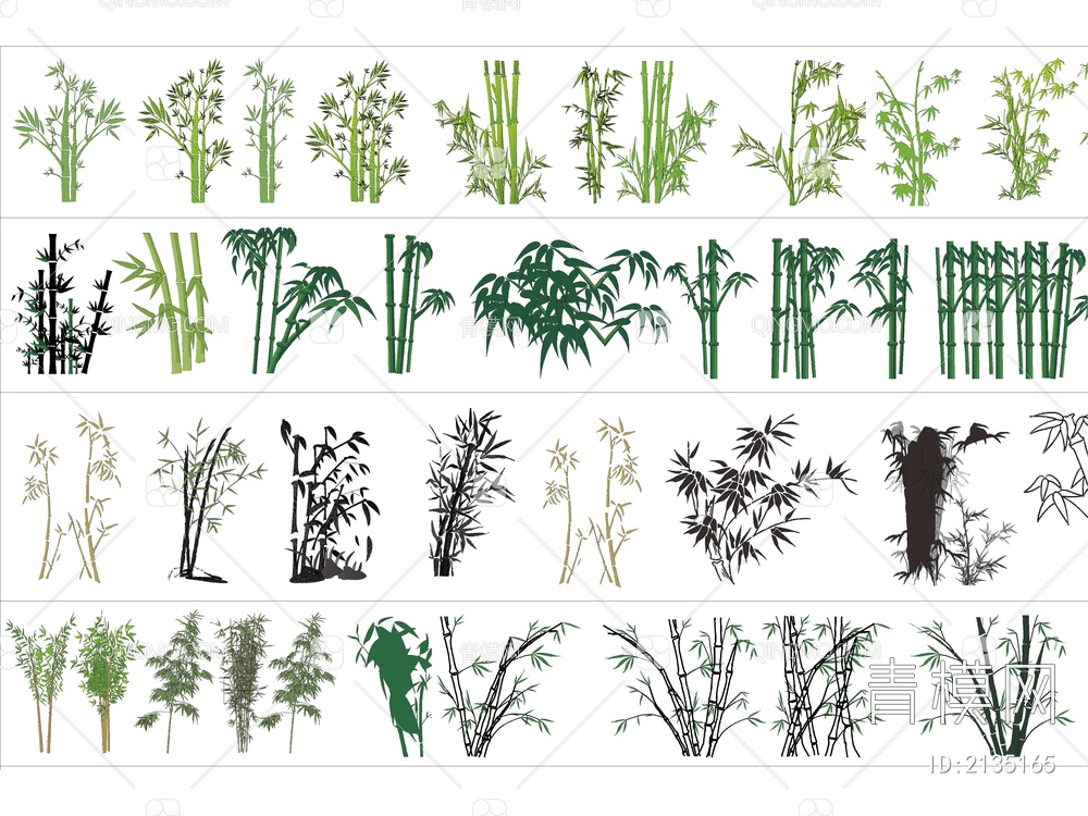 2024年最新园林景观植物竹子CAD图库【ID:2135165】