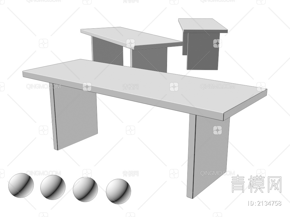 书桌3D模型下载【ID:2134758】
