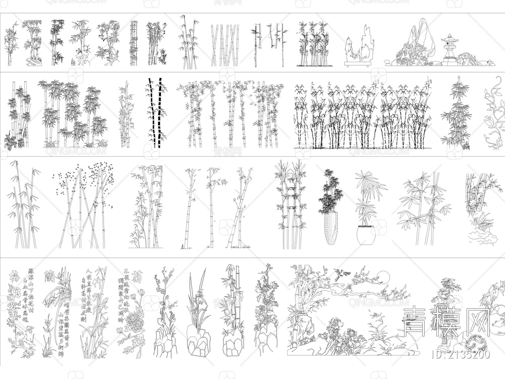 2024年最新园林庭院植物景观小品CAD图库【ID:2135200】