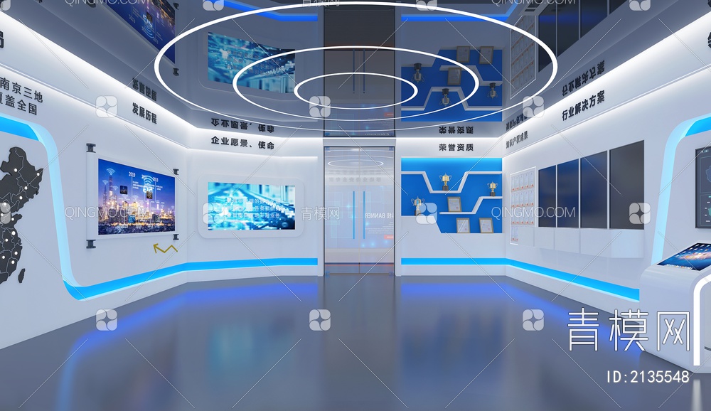 企业展厅 文化墙 宣传栏 展览 商业墙3D模型下载【ID:2135548】