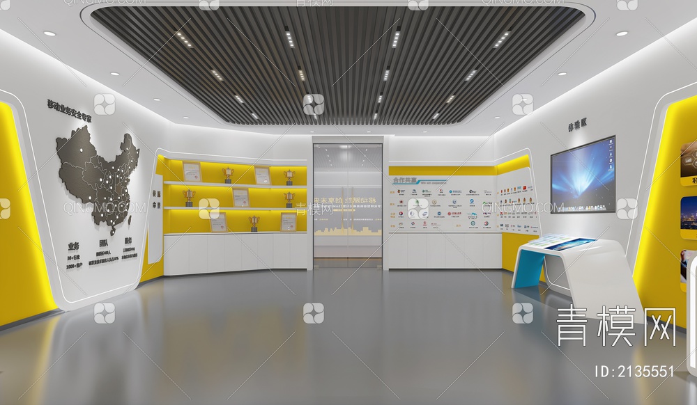 企业展厅 文化墙 宣传栏 展览 商业墙3D模型下载【ID:2135551】