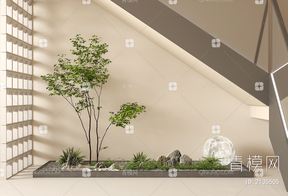 景观小品 景观造景 树 植物 苔藓 月球灯3D模型下载【ID:2135505】