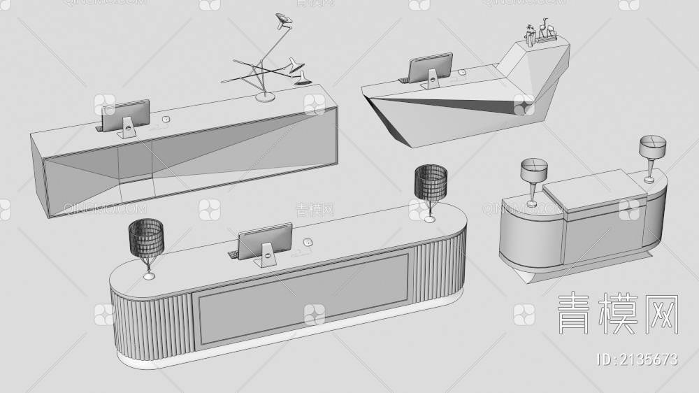 工装 前台 接待台3D模型下载【ID:2135673】