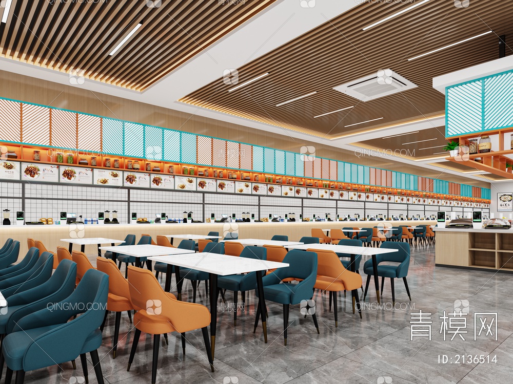 食堂 员工餐厅 职工食堂 学生食堂 学生餐厅 自助餐厅3D模型下载【ID:2136514】