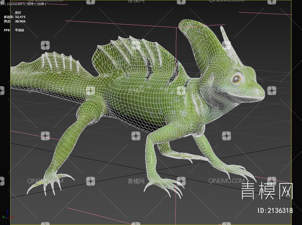 双冠蜥背鳍蜥属动物3D模型下载【ID:2136318】