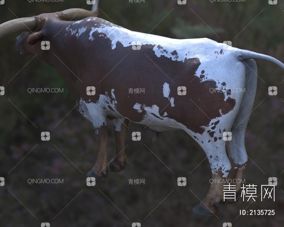 德克萨斯德州长角牛生物动物3D模型下载【ID:2135725】