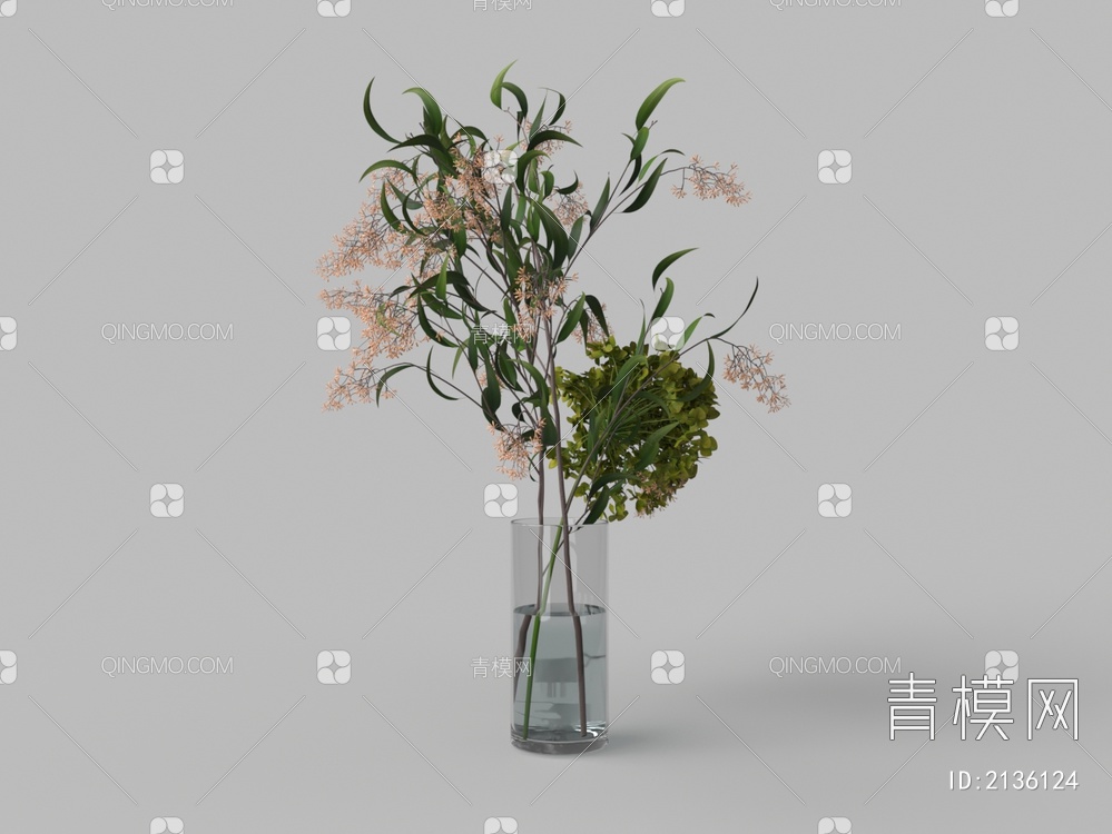 花瓶花卉3D模型下载【ID:2136124】