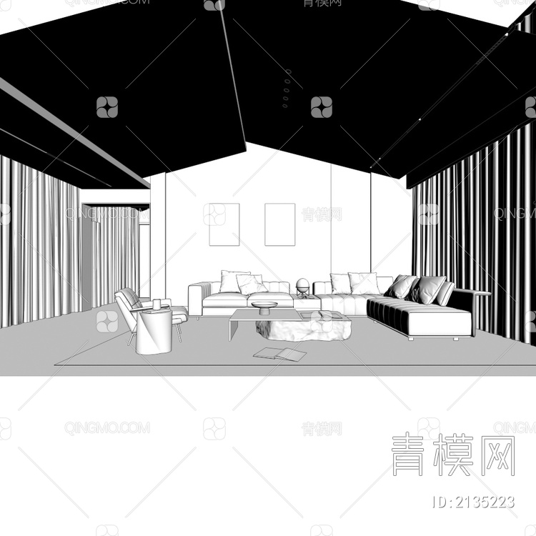 客厅 起居室3D模型下载【ID:2135223】