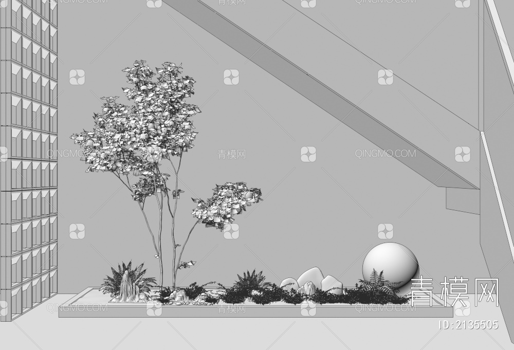 景观小品 景观造景 树 植物 苔藓 月球灯3D模型下载【ID:2135505】