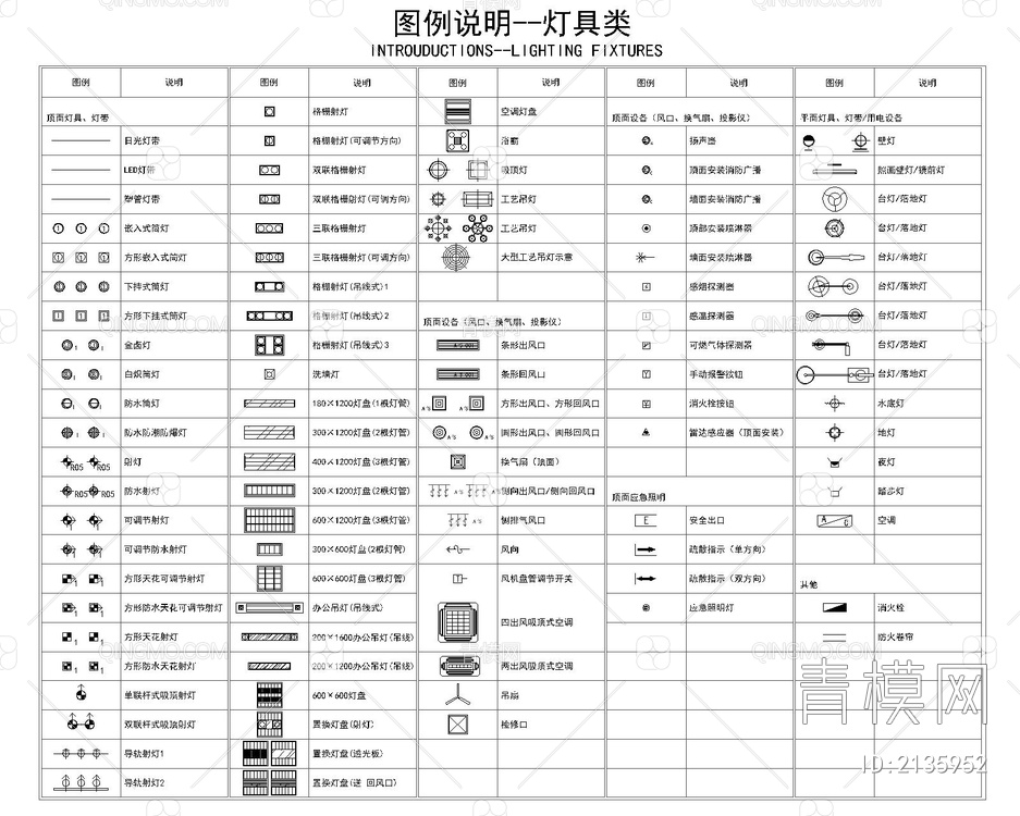 灯具图例CAD【ID:2135952】