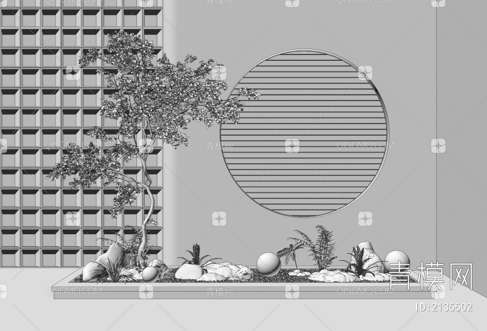 景观小品 景观造景 树 植物 苔藓3D模型下载【ID:2135502】