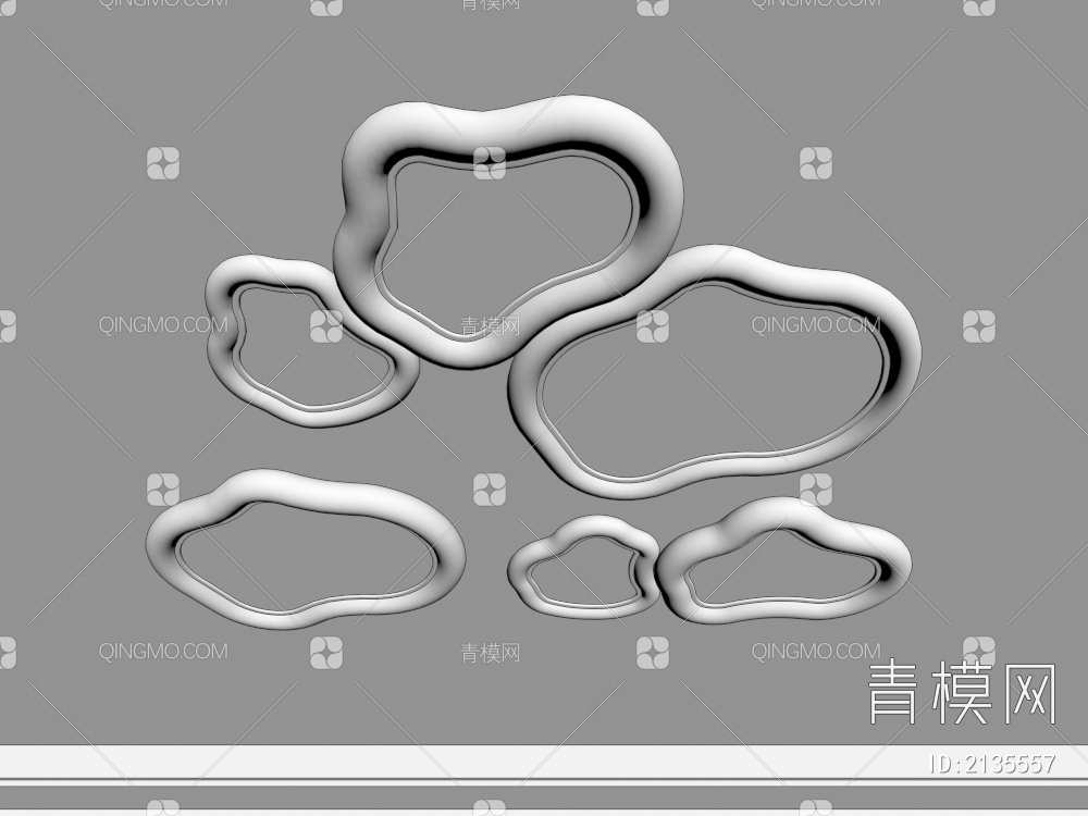 吸顶灯 奶油吸顶灯 三角形 几何 云朵形  卧室 客厅 儿童房3D模型下载【ID:2135557】