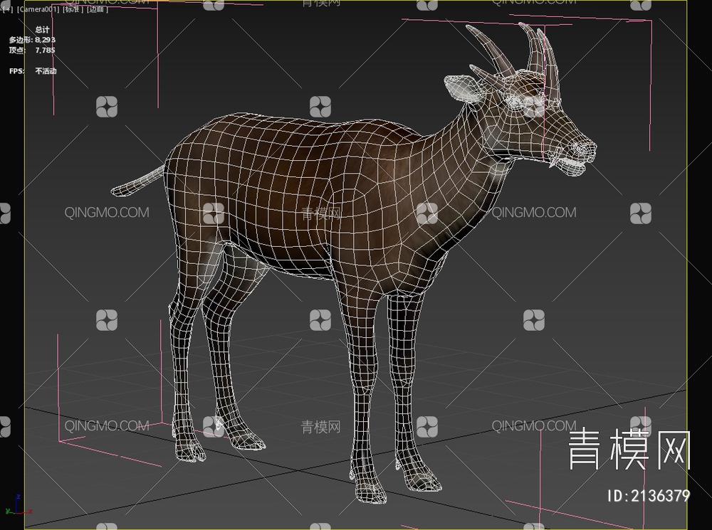 马氏武角鹿 霍氏鹿 动物3D模型下载【ID:2136379】