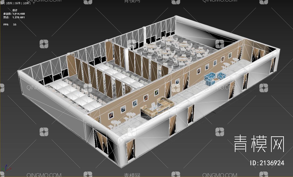 带大厅的会议室3D模型下载【ID:2136924】