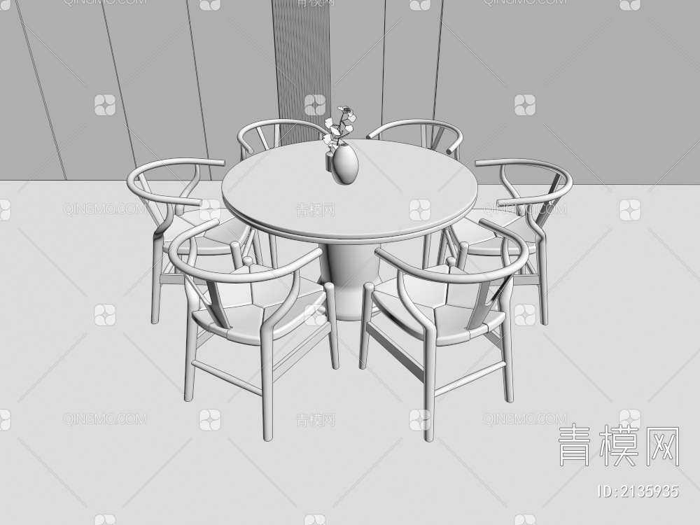 餐桌椅组合3D模型下载【ID:2135935】
