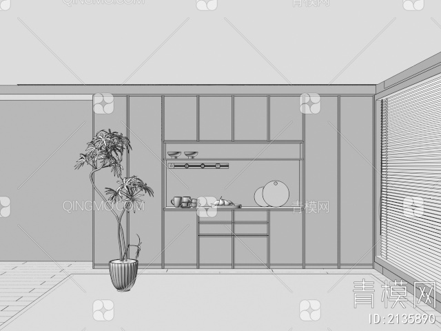 橱柜 骨骼线橱柜 餐边柜 厨房用品3D模型下载【ID:2135890】