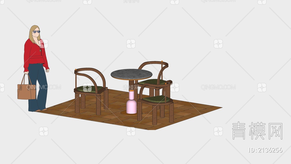 古巴餐桌椅组合SU模型下载【ID:2136256】