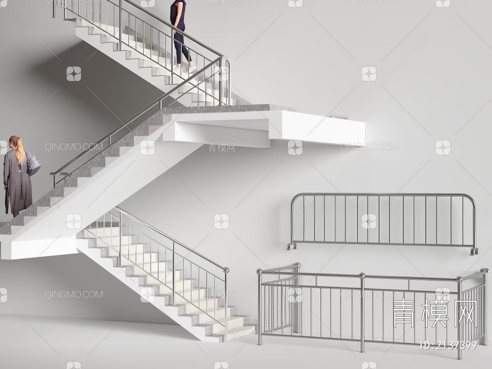 扶手楼梯3D模型下载【ID:2137399】