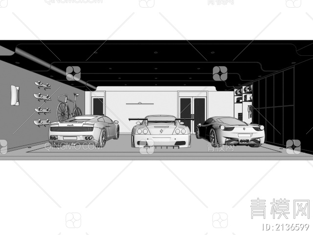 别墅地下停车库3D模型下载【ID:2136599】