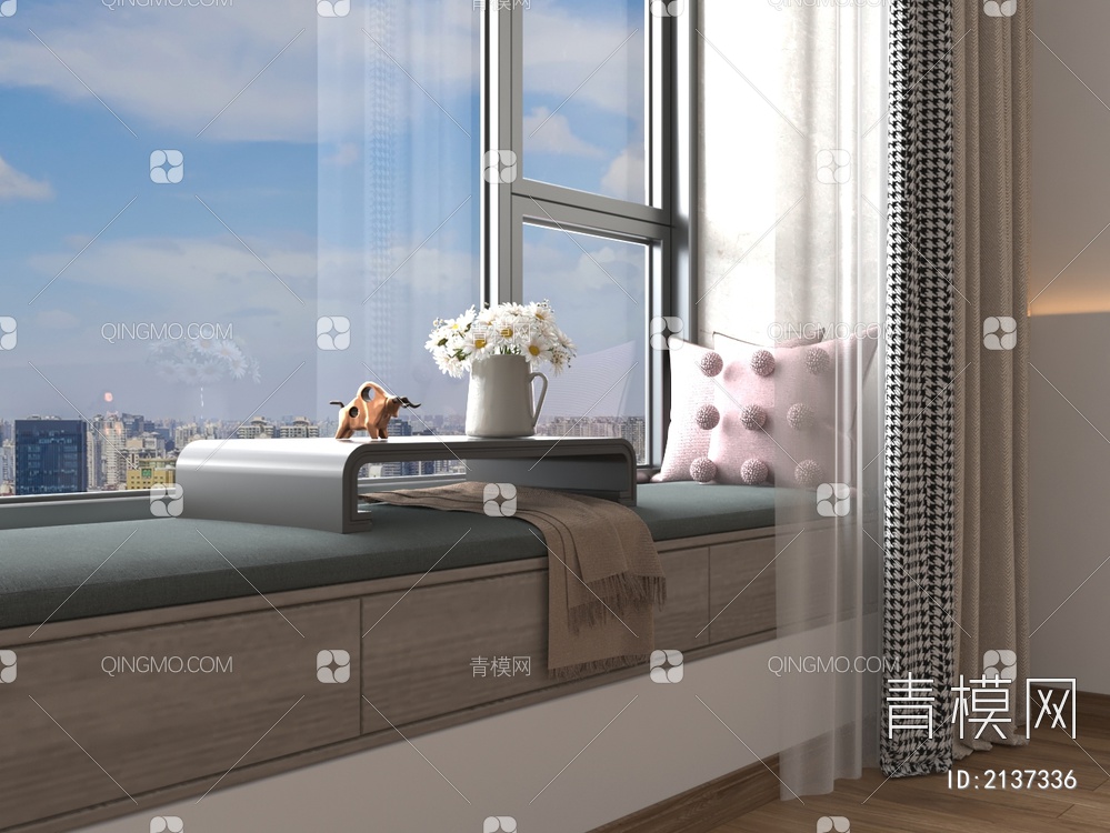 卧室抽屉坐垫飘窗3D模型下载【ID:2137336】