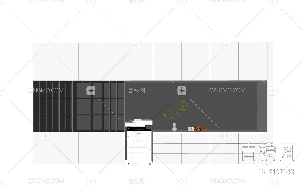 办公装饰柜SU模型下载【ID:2137343】