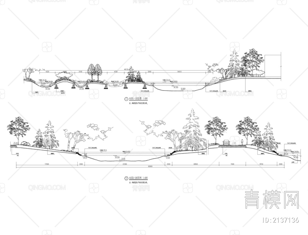 园林景观立面图CAD【ID:2137136】