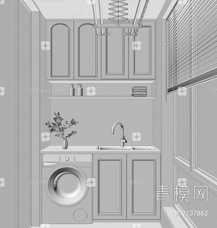 洗衣机柜 阳台柜3D模型下载【ID:2137863】
