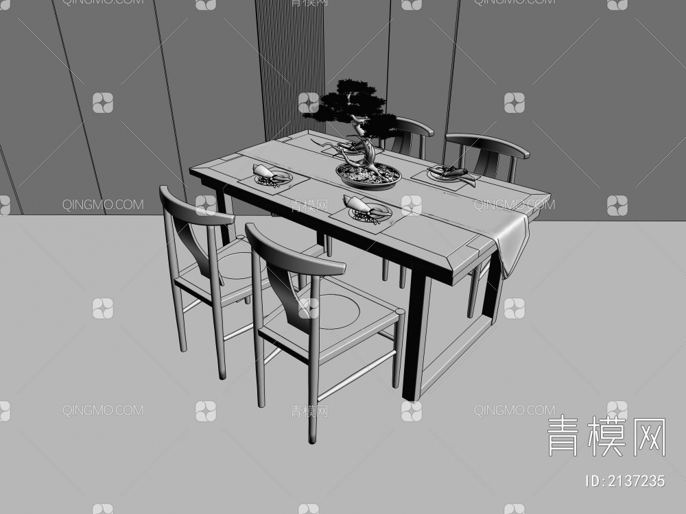 餐桌椅组合3D模型下载【ID:2137235】